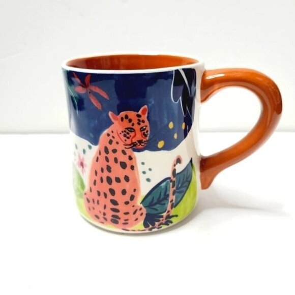 Hand Painted Cheetah Safari Colorful Eclectic Maximalist Coffee Mug - Picture 1 of 11